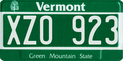 VT license plate XZO923