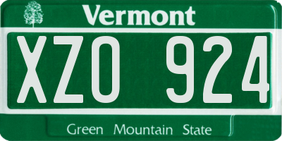 VT license plate XZO924