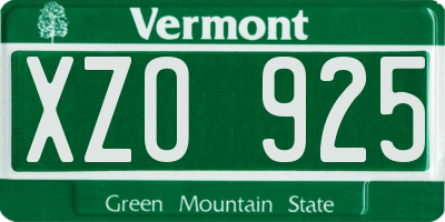 VT license plate XZO925