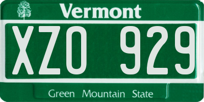 VT license plate XZO929