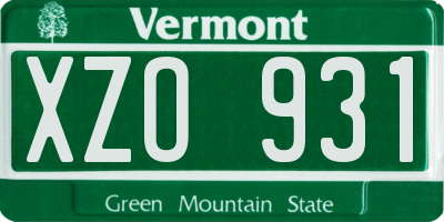 VT license plate XZO931