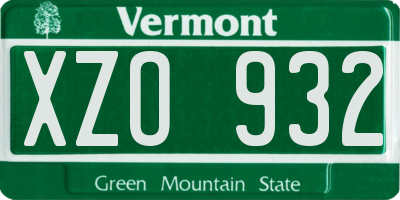 VT license plate XZO932