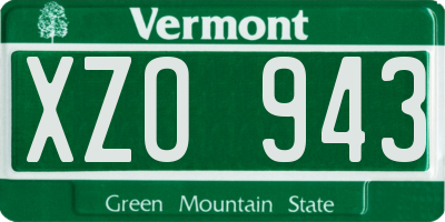 VT license plate XZO943