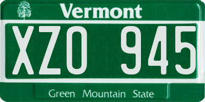 VT license plate XZO945