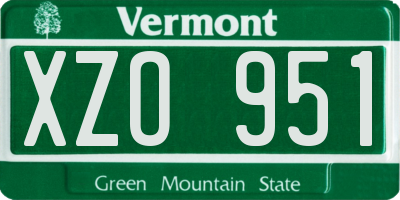 VT license plate XZO951