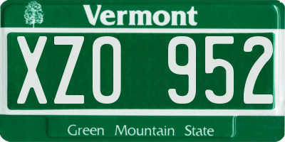 VT license plate XZO952