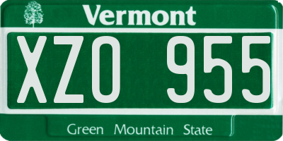 VT license plate XZO955