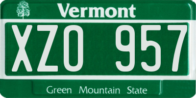 VT license plate XZO957