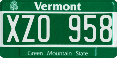 VT license plate XZO958