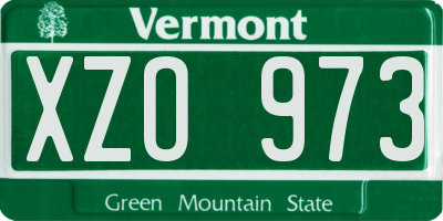 VT license plate XZO973
