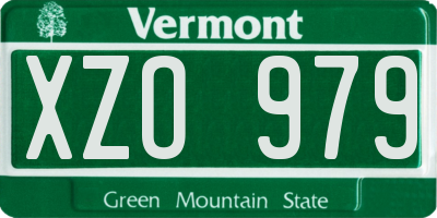 VT license plate XZO979