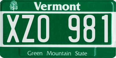 VT license plate XZO981