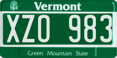 VT license plate XZO983