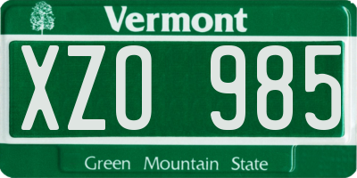 VT license plate XZO985