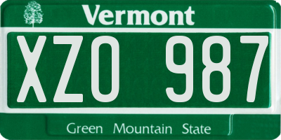 VT license plate XZO987