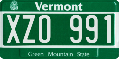 VT license plate XZO991