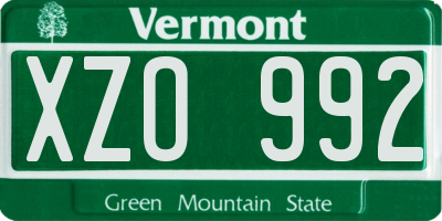 VT license plate XZO992