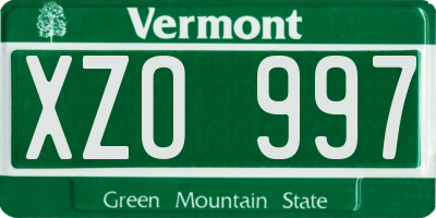 VT license plate XZO997