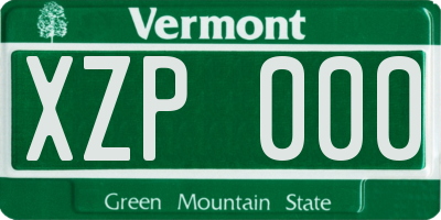 VT license plate XZP000