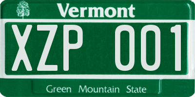 VT license plate XZP001