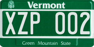 VT license plate XZP002