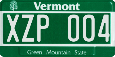 VT license plate XZP004