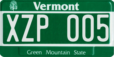 VT license plate XZP005