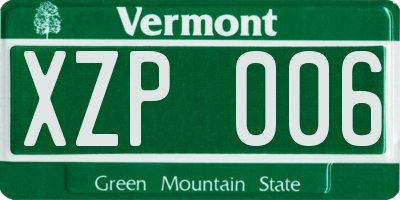 VT license plate XZP006