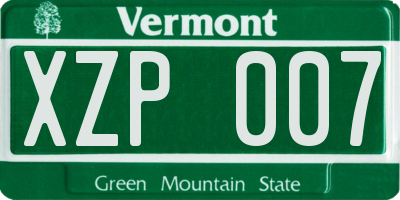 VT license plate XZP007
