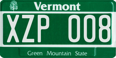 VT license plate XZP008