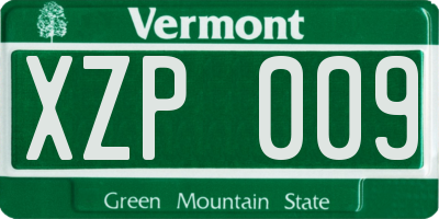 VT license plate XZP009