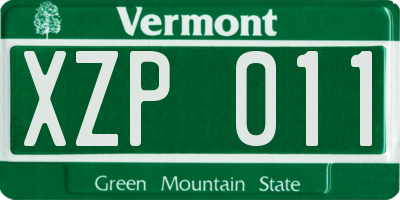 VT license plate XZP011