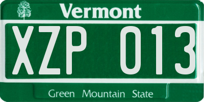 VT license plate XZP013