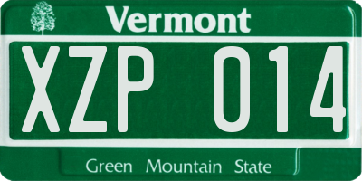 VT license plate XZP014