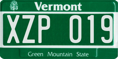 VT license plate XZP019