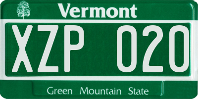 VT license plate XZP020