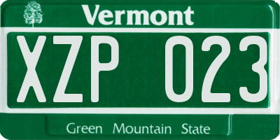 VT license plate XZP023