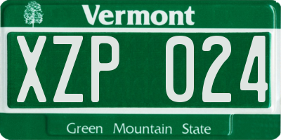 VT license plate XZP024
