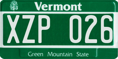 VT license plate XZP026