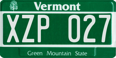 VT license plate XZP027