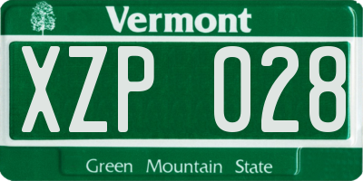 VT license plate XZP028