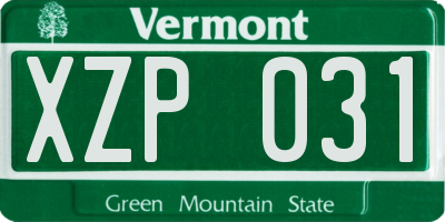VT license plate XZP031