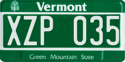 VT license plate XZP035