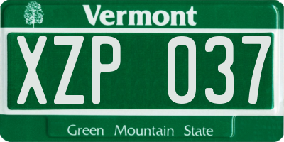VT license plate XZP037