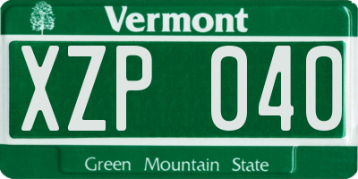 VT license plate XZP040