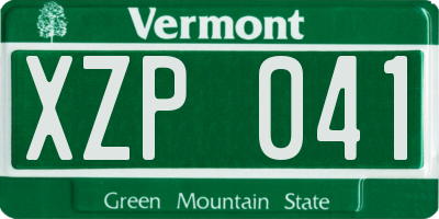 VT license plate XZP041