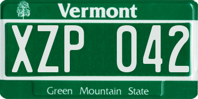 VT license plate XZP042