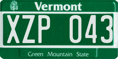 VT license plate XZP043