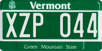 VT license plate XZP044