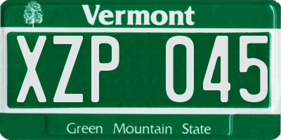 VT license plate XZP045